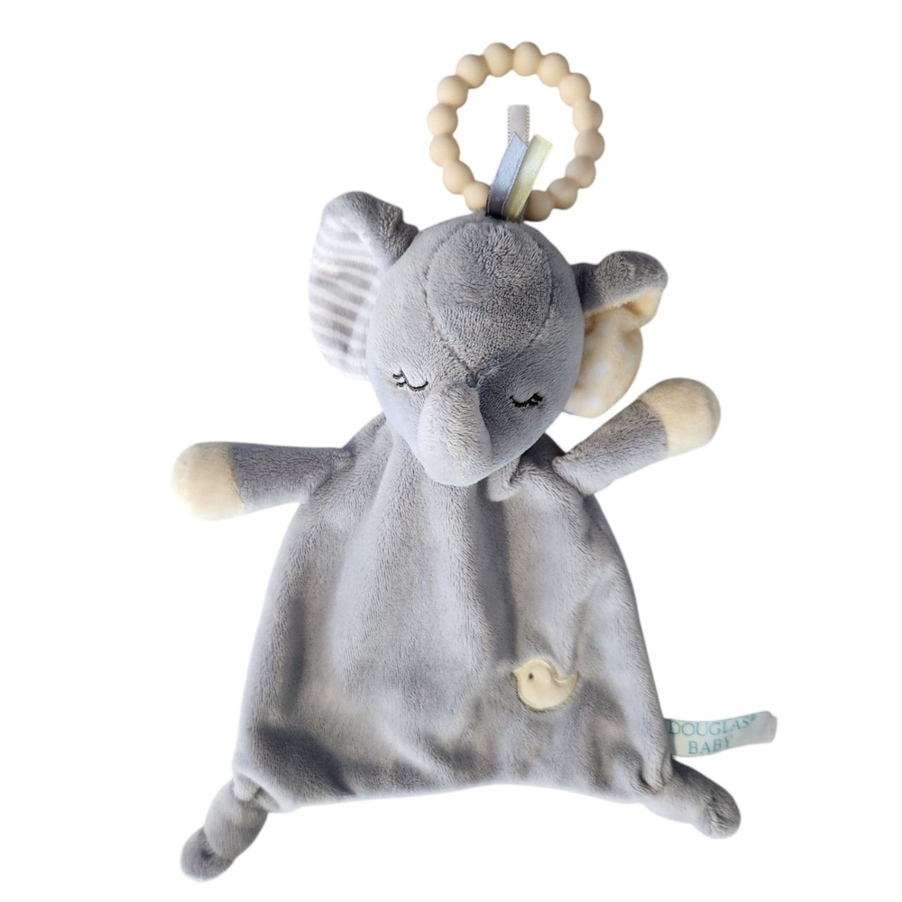 Douglas Baby Gray Elephant Teething Ring Lovey Security Blanket Plush‎ unisex